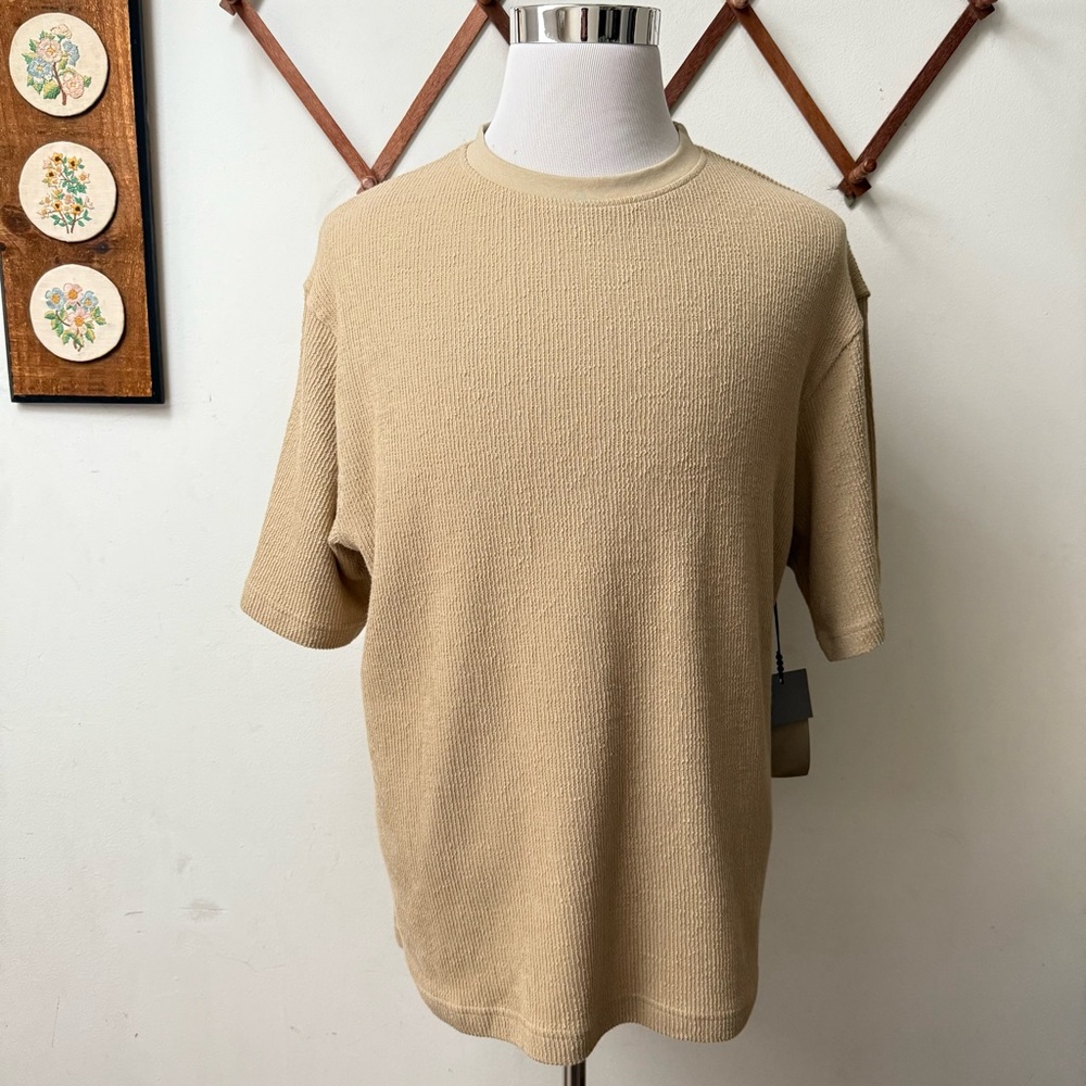 NWT Drop Shoulder Boxy Fit Short Sleeve Textured Knit Tee